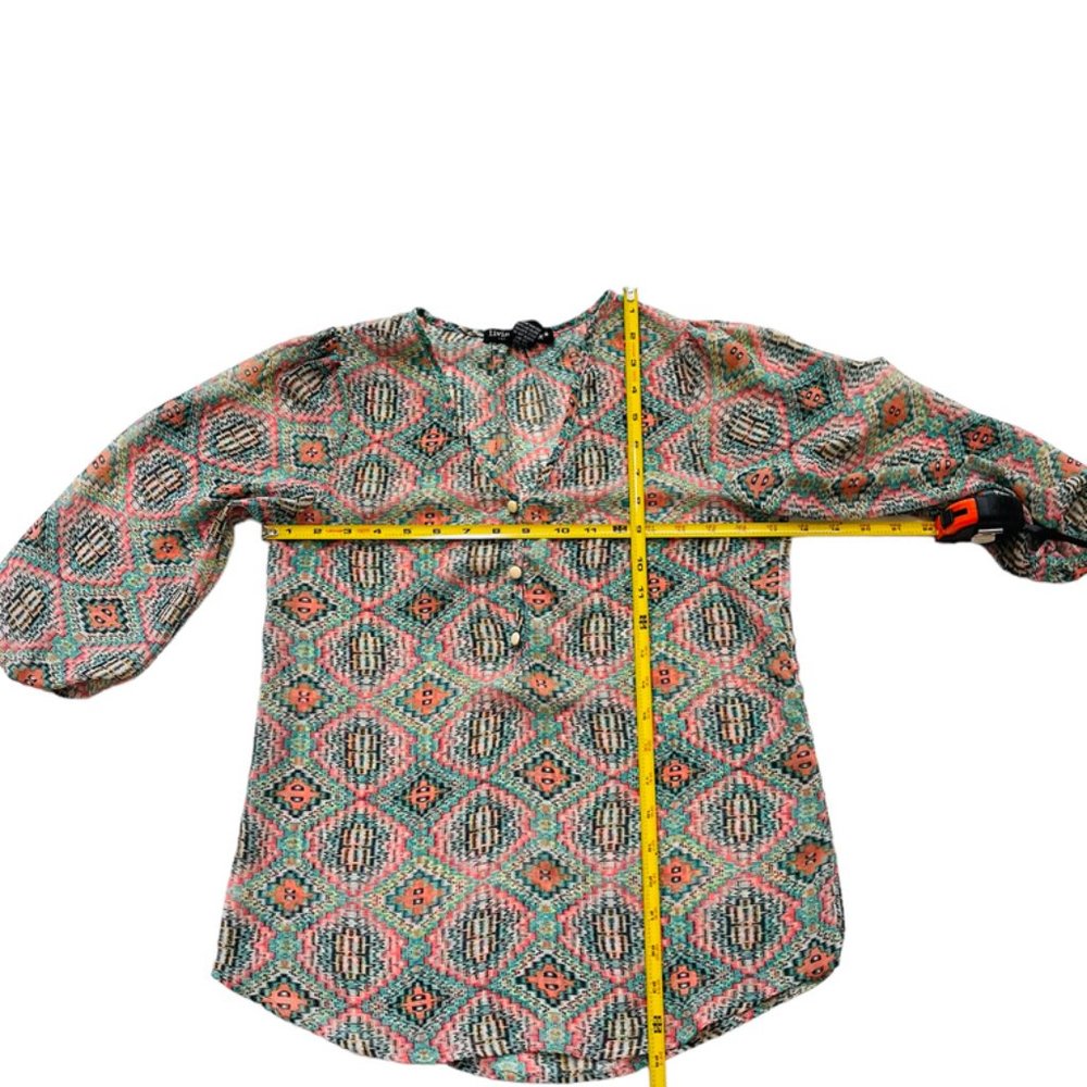 Living Doll Casual Aztec Print Chiffon Blouse Size XS Women's - Picture 6 of 8